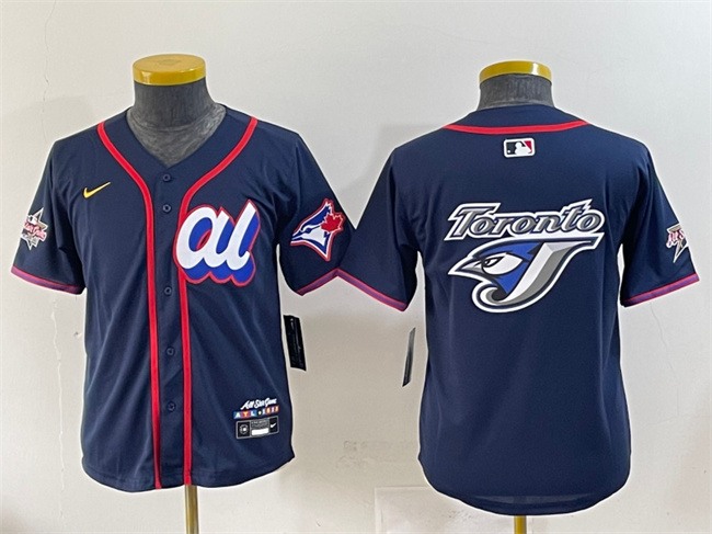 Women's American League Toronto Blue Jays Team Big Logo Navy 2025 All-Star Edition Limited Stitched Baseball Jersey(Run Small) Women's American League Toronto Blue Jays Team Big Logo Navy 2025 All-Star Edition Limited Stitched Baseball Jersey(Run Small)